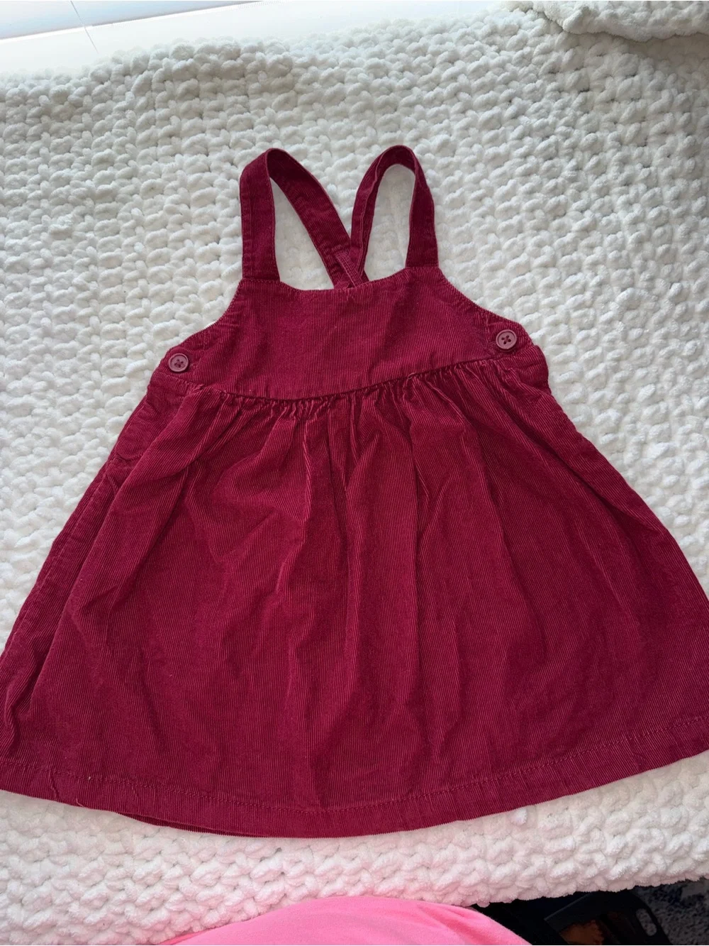 Carter's White Floral Bodysuit & Burgundy Pinafore Dress
